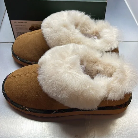 Brand new BARBOUR Suede House Slippers NWT Nancy Tan Suede 6 - Picture 3 of 8